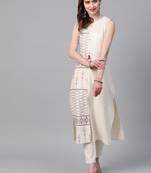 Women's cream Khadi Print Straight Flex Kurta