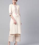 Women's cream Solid Straight Flex Kurta With Palazzo