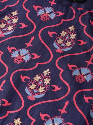 Women's blue Khadi Print Flared Polysilk Kurta With Palazzo 5
