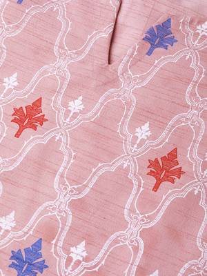 Women's pink Khadi Print Straight Polysilk Kurta With Palazzo 5
