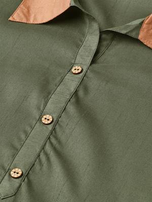 Women's green Solid Straight Polysilk Kurta With Palazzo 5