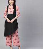 Women's black Khadi Print Straight Polysilk Kurta