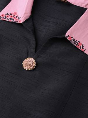 Women's black Solid Straight Polysilk Kurta With Palazzo 5