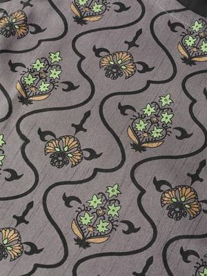 Women's black Khadi Print Straight Polysilk Kurta With Palazzo 5