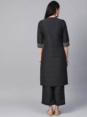 Women's grey Khadi Print Straight Polysilk Kurta 2