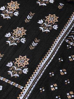 Women's black Khadi Print Straight Polysilk Kurta With Palazzo 5