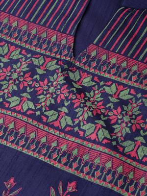 Women's blue Khadi Print Straight Polysilk Kurta 5