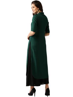 green rayon plain long-kurtis For Women 4