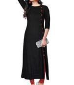 black rayon plain long-kurtis For Women