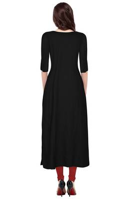 black rayon plain long-kurtis For Women 4