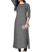 grey rayon plain long-kurtis For Women
