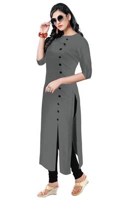 grey rayon plain long-kurtis For Women 2