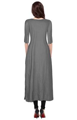 grey rayon plain long-kurtis For Women 4