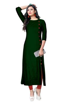 green rayon plain long-kurtis For Women 1