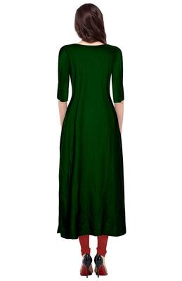 green rayon plain long-kurtis For Women 4