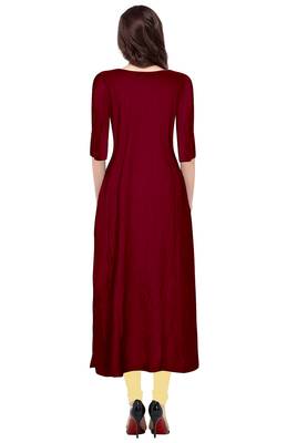 maroon rayon plain long-kurtis For Women 4