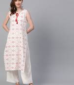Women's cream Khadi Print Straight Rayon Kurta