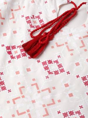 Women's cream Khadi Print Straight Rayon Kurta 5
