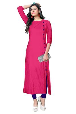 rani-pink rayon plain long-kurtis For Women 1