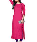 rani-pink rayon plain long-kurtis For Women