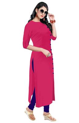 rani-pink rayon plain long-kurtis For Women 3