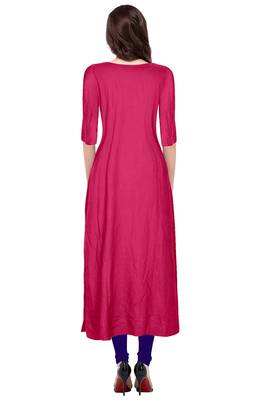 rani-pink rayon plain long-kurtis For Women 4