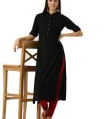 black rayon plain long-kurtis For Women