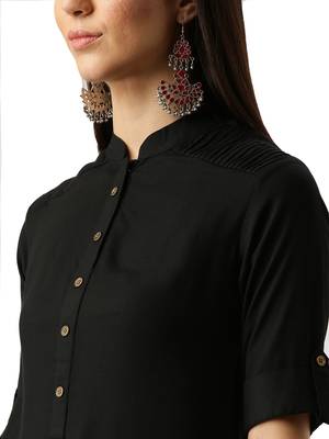 black rayon plain long-kurtis For Women 3