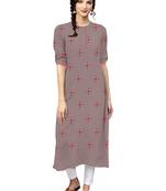 grey rayon embroidered long-kurtis For Women