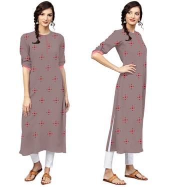 grey rayon embroidered long-kurtis For Women 5