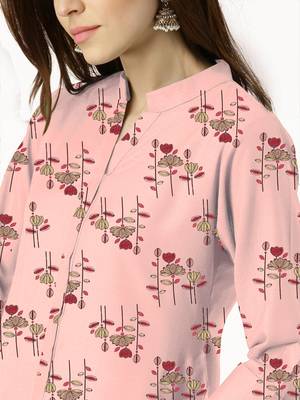 pink cotton printed long-kurtis For Women 2