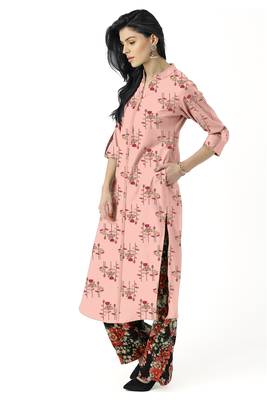 pink cotton printed long-kurtis For Women 3
