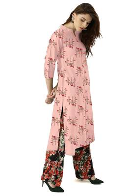 pink cotton printed long-kurtis For Women 4