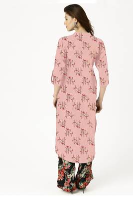 pink cotton printed long-kurtis For Women 5