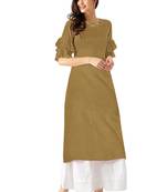 brown rayon plain long-kurtis For Women