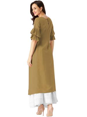 brown rayon plain long-kurtis For Women 4