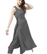 grey rayon plain long-kurtis For Women