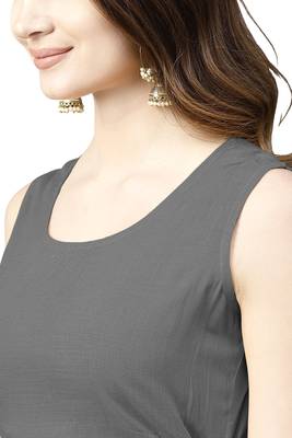 grey rayon plain long-kurtis For Women 2