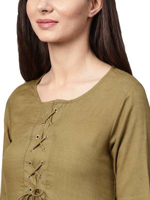 brown rayon plain long-kurtis For Women 2
