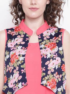light-pink rayon plain long-kurtis For Women 2