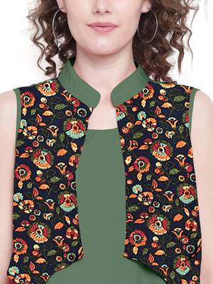 Mehendi rayon plain long-kurtis For Women 2