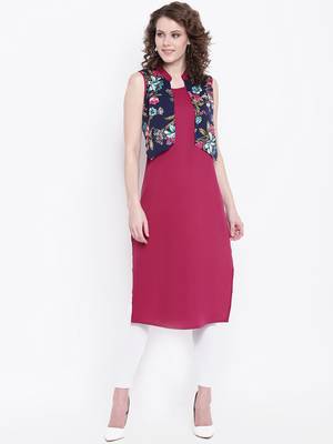 rani-pink rayon plain long-kurtis For Women 1