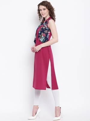 rani-pink rayon plain long-kurtis For Women 3