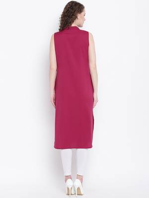 rani-pink rayon plain long-kurtis For Women 4