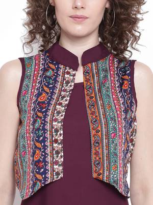 wine rayon plain long-kurtis For Women 2