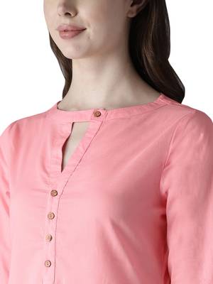 pink rayon plain long-kurtis For Women 2