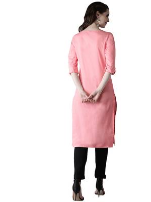 pink rayon plain long-kurtis For Women 4