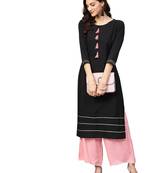 black rayon plain long-kurtis For Women