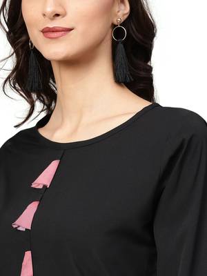 black rayon plain long-kurtis For Women 2