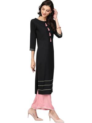 black rayon plain long-kurtis For Women 4